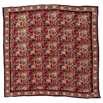 Alternate image for Large 39 Hand Dyed Batik Bandana, 100% Soft Cotton, Sunlit Garden, Red Burgundy