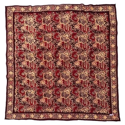 Alternate image for Large 39 Hand Dyed Batik Bandana, 100% Soft Cotton, Sunlit Garden, Red Burgundy
