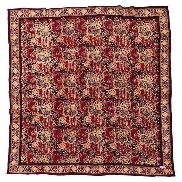 Alternate image for Large 39 Hand Dyed Batik Bandana, 100% Soft Cotton, Sunlit Garden, Red Burgundy