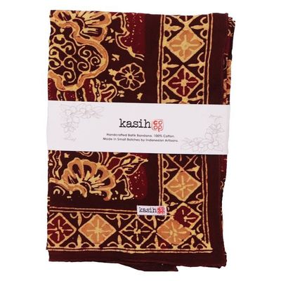 Alternate image for Large 39 Hand Dyed Batik Bandana, 100% Soft Cotton, Sunlit Garden, Red Burgundy