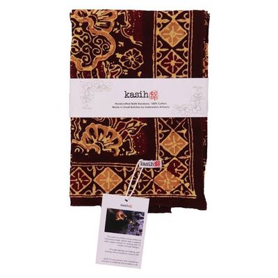 Alternate image for Large 39 Hand Dyed Batik Bandana, 100% Soft Cotton, Sunlit Garden, Red Burgundy
