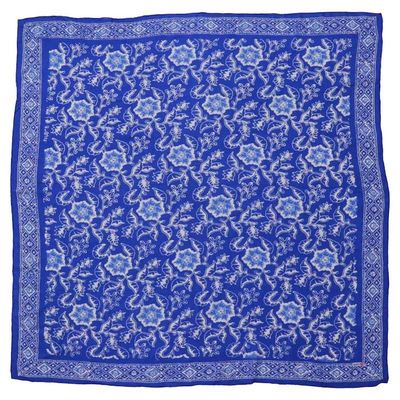 Alternate image for Large 39 Hand Dyed Batik Bandana, Blue Tendril, 100% Cotton
