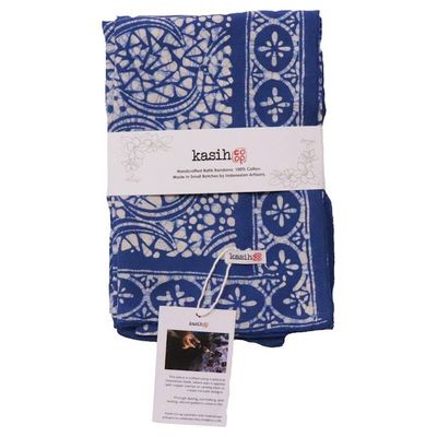 Alternate image for Large 39 Hand Dyed Batik Bandana - Soft Lightweight Cotton, Blue Stone