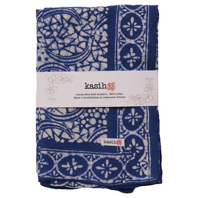 Alternate image for Large 39 Hand Dyed Batik Bandana - Soft Lightweight Cotton, Blue Stone