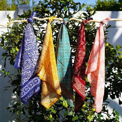 Alternate image for Large 39 Hand Dyed Batik Bandana - Soft Lightweight Cotton, Blue Stone