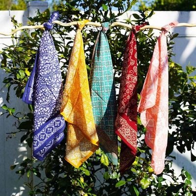 Alternate image for Large 39 Hand Dyed Batik Bandana - Soft Lightweight Cotton, Blue Stone