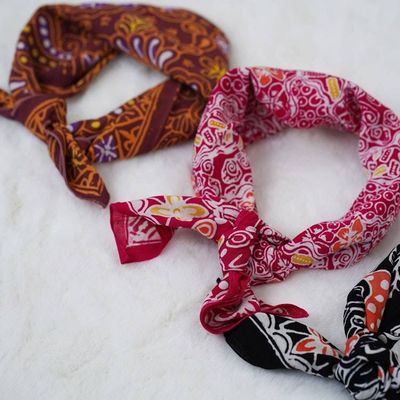 Alternate image for Hand Dyed Batik Bandana, 100% Soft Cotton, Magenta Magic, Pink