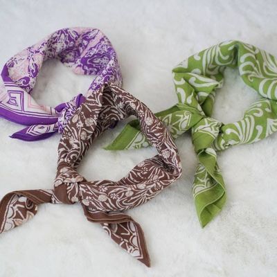 Alternate image for Hand Dyed Batik Bandana, 100% Soft Cotton, Mocha Perfection, Brown, Mocha Mousse