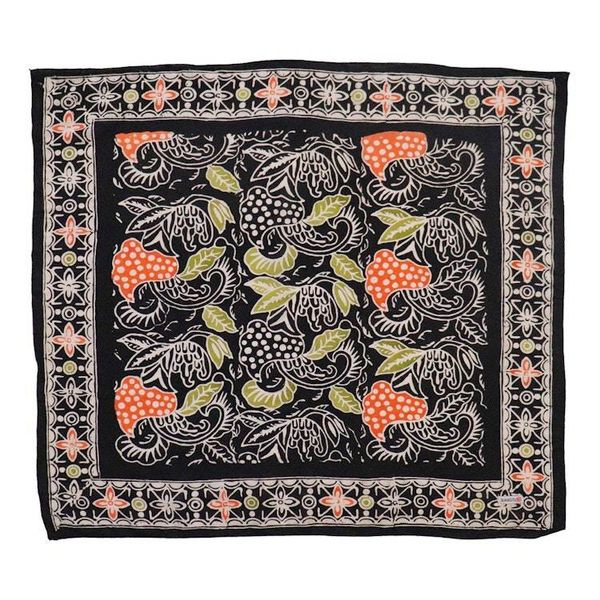 Alternate image for Hand Dyed Batik Bandana, 100% Soft Cotton, Dusk Petals, Black, Orange