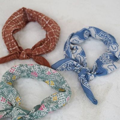 Alternate image for Hand Dyed Batik Bandana, 100% Soft Cotton, Pastel Haven, Green, Lime Cream