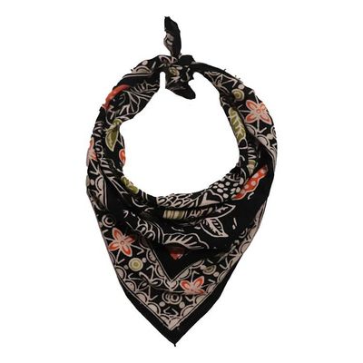 Alternate image for Hand Dyed Batik Bandana, 100% Soft Cotton, Dusk Petals, Black, Orange