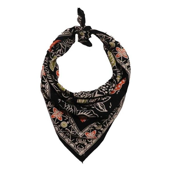 Alternate image for Hand Dyed Batik Bandana, 100% Soft Cotton, Dusk Petals, Black, Orange