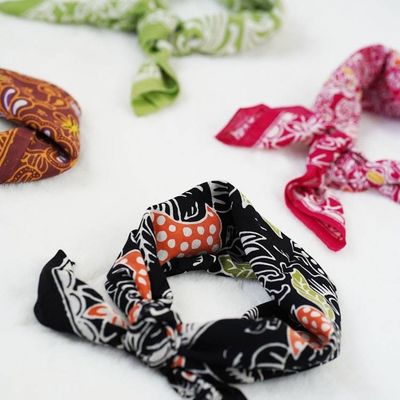 Alternate image for Hand Dyed Batik Bandana, 100% Soft Cotton, Dusk Petals, Black, Orange