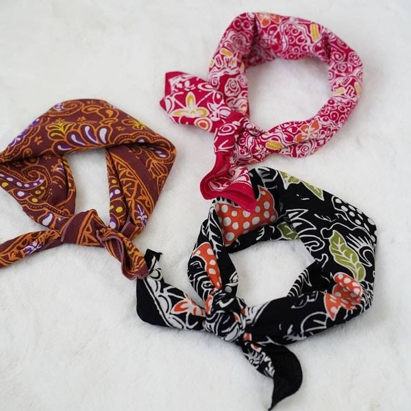 Alternate image for Hand Dyed Batik Bandana, 100% Soft Cotton, Dusk Petals, Black, Orange