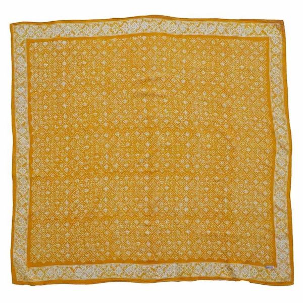 Alternate image for Large 39 Hand Dyed Batik Bandana, 100% Soft Cotton, Mustard, Yellow, Fall Autumn, Kamboja