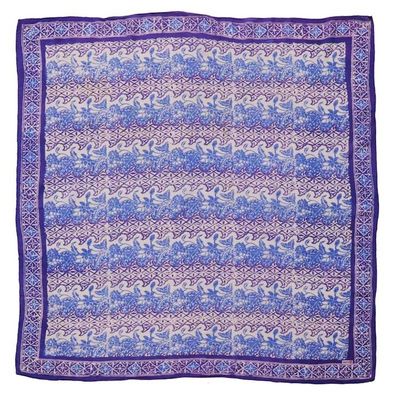 Alternate image for Large 39 Hand Dyed Batik Bandana, Soft Lightweight Cotton, Vines in Navy Blue