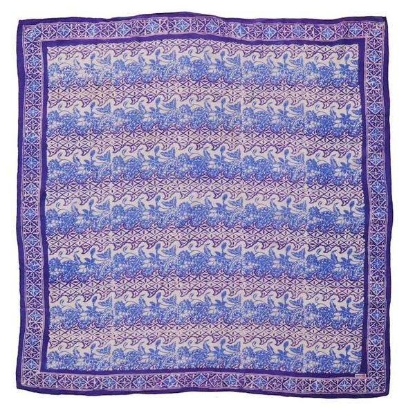 Alternate image for Large 39 Hand Dyed Batik Bandana, Soft Lightweight Cotton, Vines in Navy Blue
