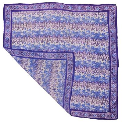 Alternate image for Large 39 Hand Dyed Batik Bandana, Soft Lightweight Cotton, Vines in Navy Blue