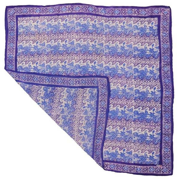 Alternate image for Large 39 Hand Dyed Batik Bandana, Soft Lightweight Cotton, Vines in Navy Blue