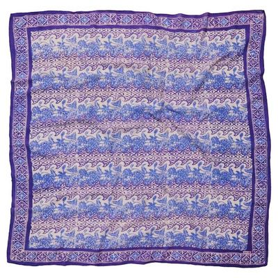 Alternate image for Large 39 Hand Dyed Batik Bandana, Soft Lightweight Cotton, Vines in Navy Blue