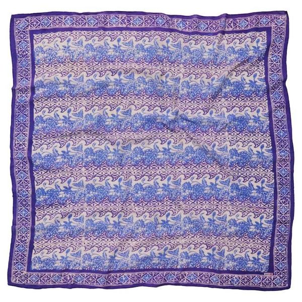 Alternate image for Large 39 Hand Dyed Batik Bandana, Soft Lightweight Cotton, Vines in Navy Blue