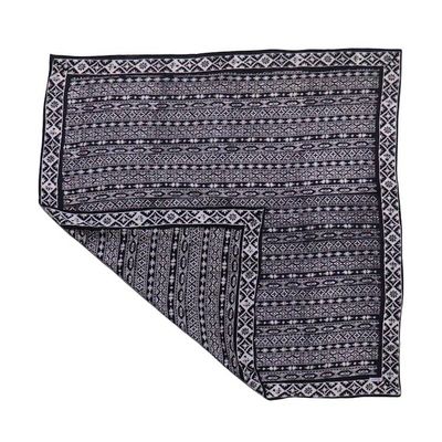 Alternate image for Large 39 Batik Bandana, Hand Dyed, 100% Soft Cotton, Geometric Black & White, XL
