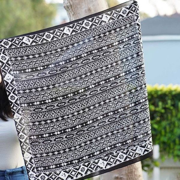 Alternate image for Large 39 Batik Bandana, Hand Dyed, 100% Soft Cotton, Geometric Black & White, XL