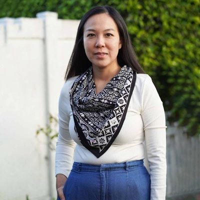 Alternate image for Large 39 Batik Bandana, Hand Dyed, 100% Soft Cotton, Geometric Black & White, XL