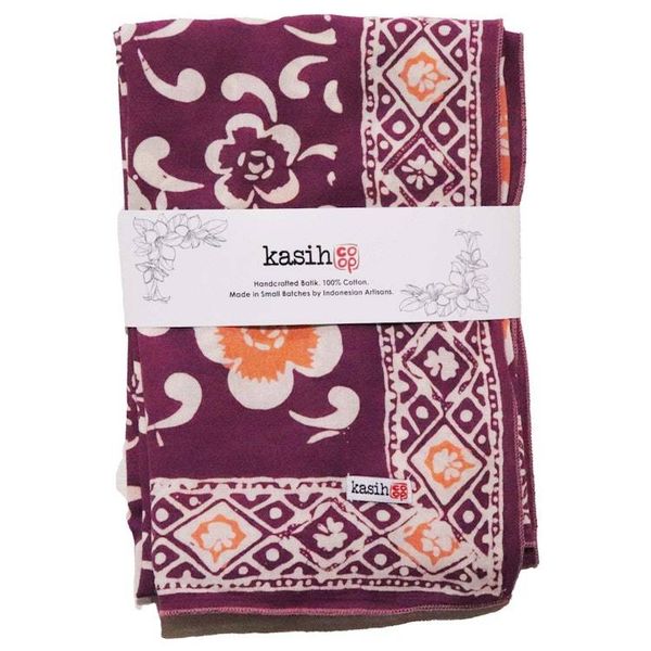 Alternate image for Large 39, Hand Dyed Batik Bandana,Plumeria, Pink Lilac, Oversized, XL Scarf