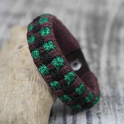 Primary image for Fair Trade Mens Bracelet Hand-crafted Jewelry Dark Brown Ananse Web