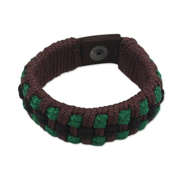 Alternate image for Fair Trade Mens Bracelet Hand-crafted Jewelry Dark Brown Ananse Web