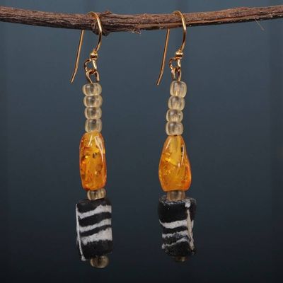Alternate image for Eco-Friendly Recycled Glass Beaded Dangle Earrings Sparkles at Night