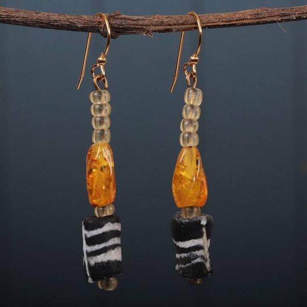 Alternate image for Eco-Friendly Recycled Glass Beaded Dangle Earrings Sparkles at Night