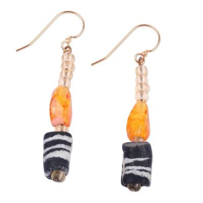 Alternate image for Eco-Friendly Recycled Glass Beaded Dangle Earrings Sparkles at Night
