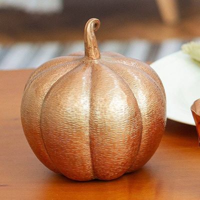 Alternate image for Textured Copper Pumpkin Decorative Accent 6.5 Inch Beautiful Pumpkin