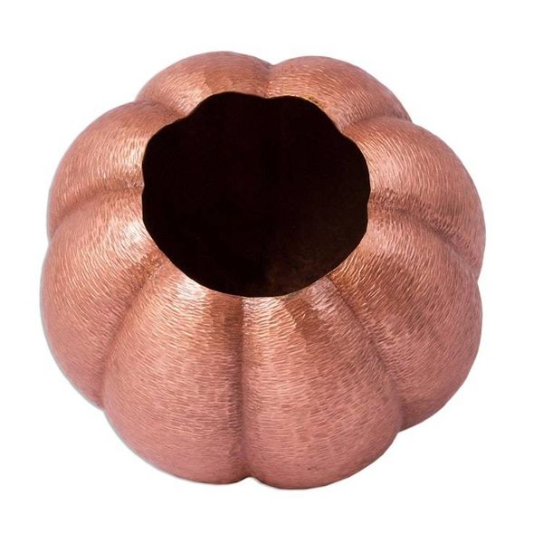 Alternate image for Textured Copper Pumpkin Decorative Accent 6.5 Inch Beautiful Pumpkin