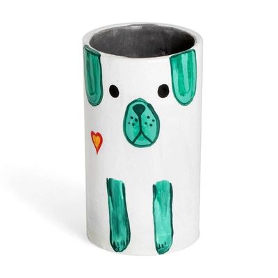 Alternate image for Dog-Themed Hand-Painted Ceramic and Utensil Pen Holder White Loyal Organizer
