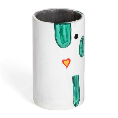 Alternate image for Dog-Themed Hand-Painted Ceramic and Utensil Pen Holder White Loyal Organizer