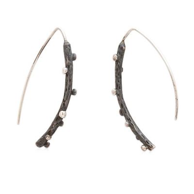 Alternate image for Modern Sterling Silver Drop Earrings in an Oxidized Finish Meteor Shower