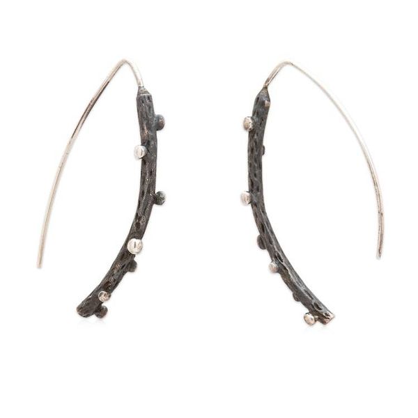 Alternate image for Modern Sterling Silver Drop Earrings in an Oxidized Finish Meteor Shower