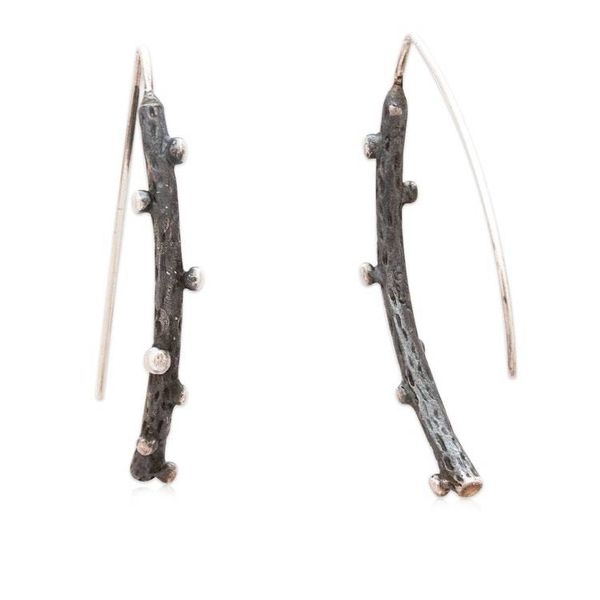 Alternate image for Modern Sterling Silver Drop Earrings in an Oxidized Finish Meteor Shower