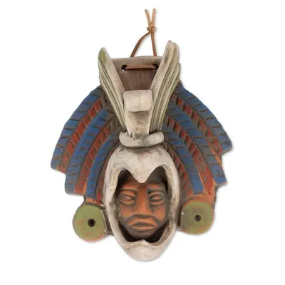 Alternate image for Earthtone Noble Eagle Warrior Handcrafted Ceramic Wall Mask Noble Eagle