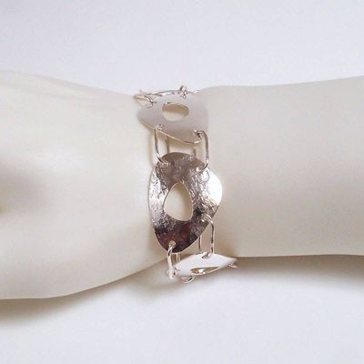 Alternate image for Sterling Silver Hand Forged Mid Century Inspired Egg Linked Bracelet Br163