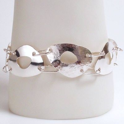 Alternate image for Sterling Silver Hand Forged Mid Century Inspired Egg Linked Bracelet Br163