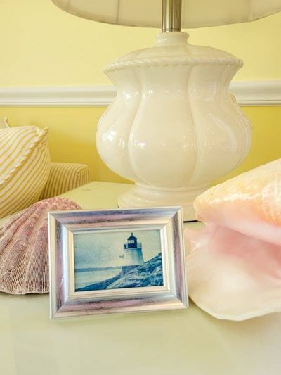 Primary image for Coastal Lighthouse Cyanotype Photograph in Silver Frame