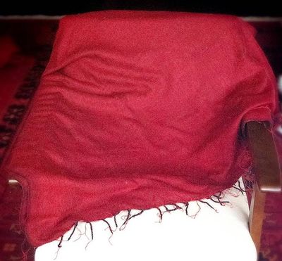 Alternate image for Handloomed Soft, Warm Yak Wool Throw Blanket or Wrap - Red