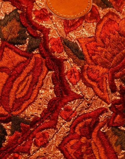 Alternate image for Terracotta and Rust Huipile Woven and Embroidered Throw Blanket