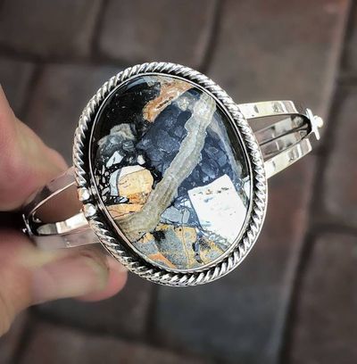 Primary image for Maligano Jasper Sterling Silver Handmade Cuff Bracelet