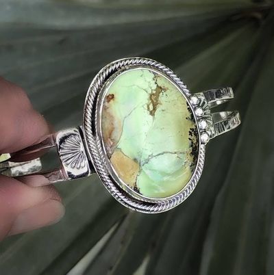 Primary image for Chrysoprase Jasper Sterling Silver Handmade Cuff Bracelet