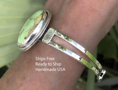 Alternate image for Chrysoprase Jasper Sterling Silver Handmade Cuff Bracelet